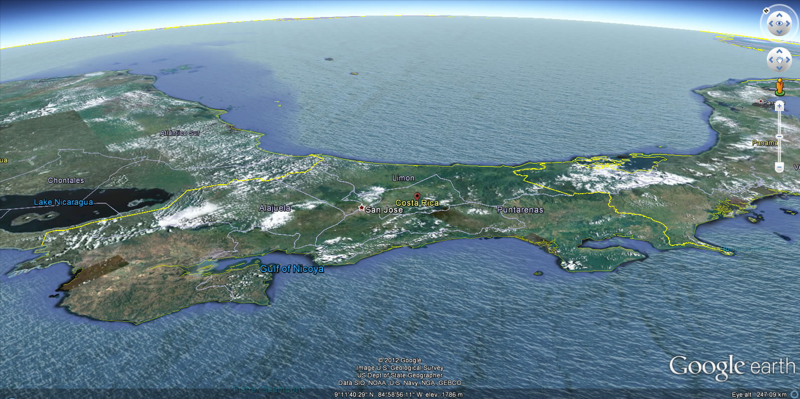 Costa Rica Earth Map